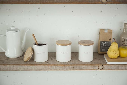 Yamazaki Home Tosca Ceramic Canister – Dry Food Kitchen Storage Container Organizer