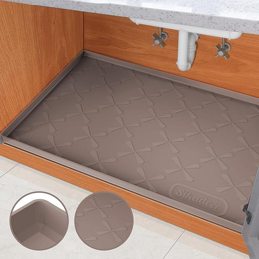SIKADEER 19" x 19" Under Sink Mat Waterproof, Silicone Mat Kitchen Drawer Shelf and Cabinet Liner, Sink Protector for Kitchen Organizers and Storage, Boot Tray Pet Food Mats