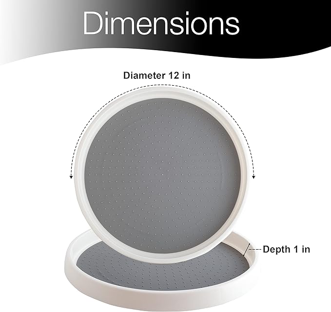 12” Large Lazy Susan Turntable Non- Skid Spinning Organizer for Refrigerators Revolving Space Tidy – (Pack of 5)