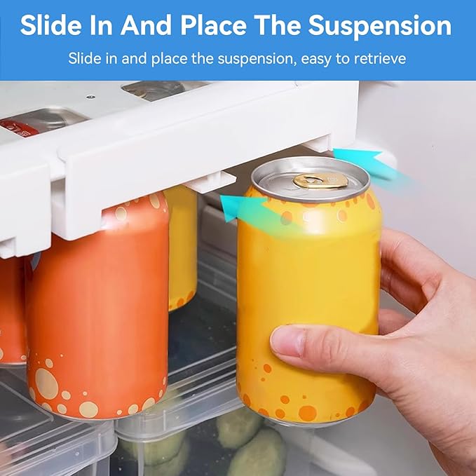 Can Holder Fridge, Large Capacity Soda Can Hanger Fridge Hanging Can Dispenser Drink Holder Beverage Dispenser Rack Soda Can Organizer for Fridge Freezer