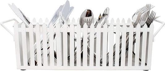Boston Warehouse White Picket Fence Flatware Caddy