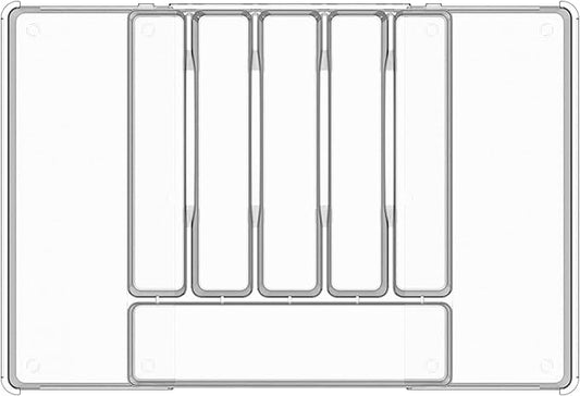 Silverware Drawer Organizer, Expandable Utensil Tray for Kitchen Drawers, BPA Free Flatware and Cutlery Holder, Adjustable Plastic Storage for Utensil like Spoons, Forks, Knives.Clear