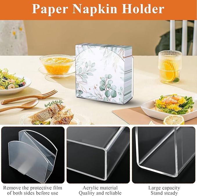 3 Set Acrylic Cutlery Storage Organizer, Clear Plastic Tableware Storage for Knives Forks Spoons, Acrylic Tissue Paper Holder Disposable Cup Holder Dispenser for Kitchen Restaurant Party