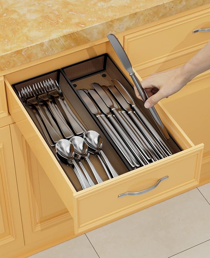 JANE EYRE kitchen drawer organizer - silverware utensil organizer for kitchen drawer,silverware tray in drawer
