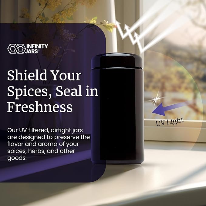 Infinity Jars Classic Black Glass Jar 500 ml (17 fl oz) Ultraviolet Airtight Smell Proof, Refillable Screw Top Container for Long-Term Storage of Coffee, Spices, Tea, Dried Goods, Kitchen Jar 3 Pack