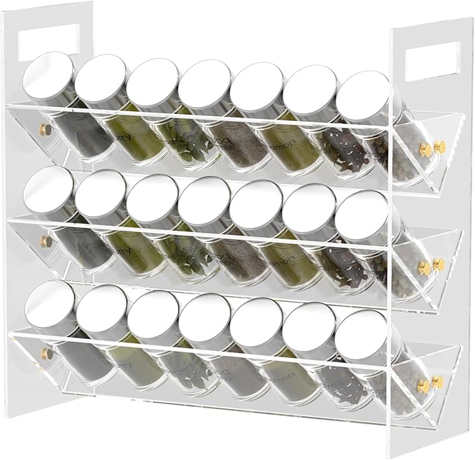 WUIVIUT Spice Rack Organizer for Cabinet Kitchen Countertop Shelf Organizer for Cabinet, Kitchen, Pantry Spice Jars with Clear Acrylic Spice Organizer