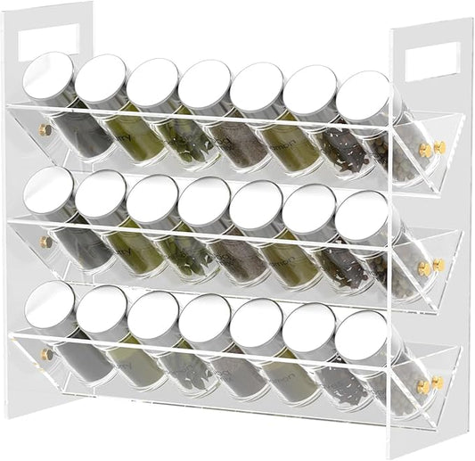 WUIVIUT Spice Rack Organizer for Cabinet Kitchen Countertop Shelf Organizer for Cabinet, Kitchen, Pantry Spice Jars with Clear Acrylic Spice Organizer