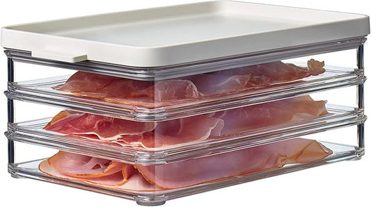Mepal Omnia Food Storage Box with Lid Set of 3 | 17oz/500ml | Ideal for Cold Cuts, Cheese, and More | Stackable design | Nordic White | BPA-Free | Made in Holland