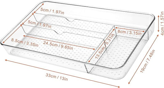 Lonian Cutlery Tray, No-Slip Drawers Organizer for Utensils Storage and Organising in Kitchen, Cosmetic Tray for Dressing Table Makeup Storage Organiser in Bedroom and Living Room
