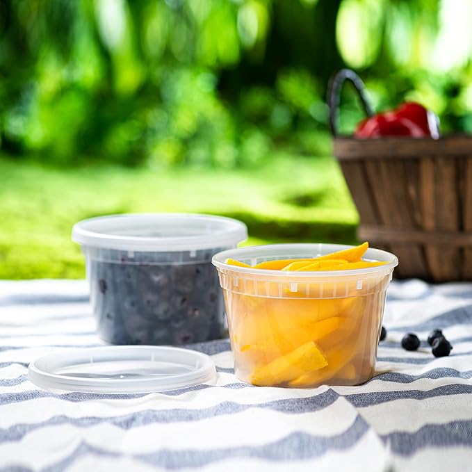 [16 oz. -24 Sets Deli Food Storage Freezer Containers With Leak-proof Lids