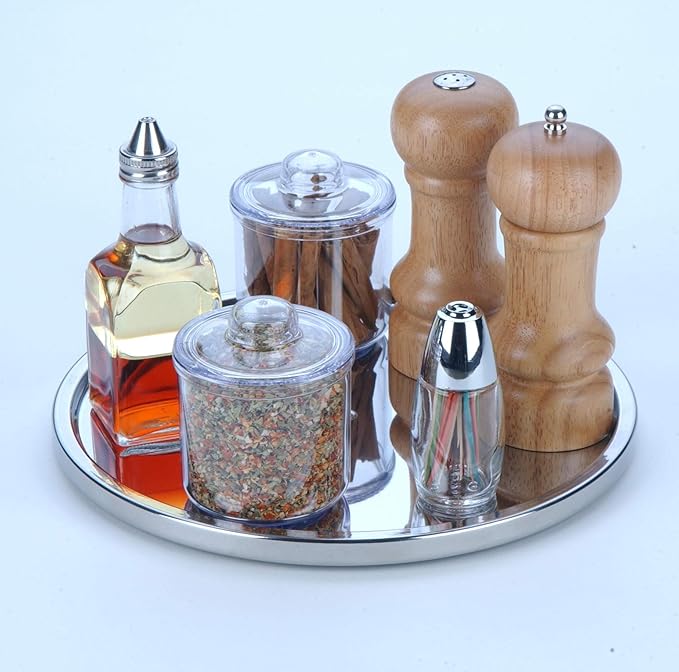Dial Industries Lazy Susan Stainless Steel Turntable Organizer for Pantry, Cabinet, Countertop, Single Tier