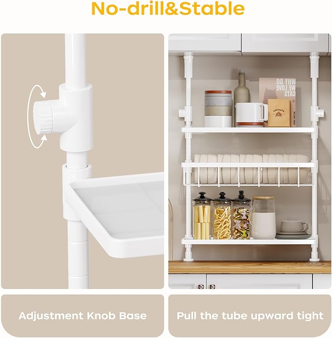 Homeiju 3-Tier Spice Rack Organizer, Multi-functional Kitchen Countertop Shelves, Wall Mount Hanging Spice Rack Seasoning Organizer for Kitchen Organization and Storage, Free Adjustable Height