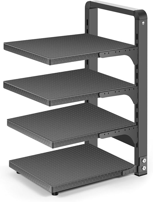 SIMPFIT Pots and Pans Organizer under Cabinet, Heavy Duty Pan Organizers for Cabinet & Counter, 4 Tier Adjustable Pan & Pot Rack for Kitchen Cabinet Organizers and Storage