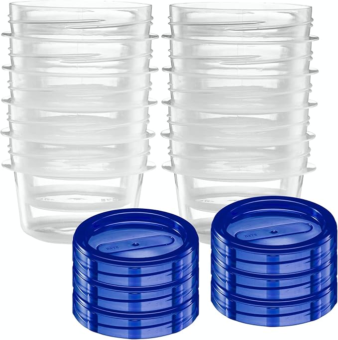 Twist Top Deli Containers Food Storage Containers Blue Screw on Lid Reusable Stackable Leakproof Airtight, pack of 20-16 oz containers