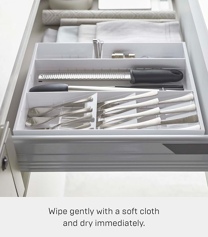 Yamazaki Home Tower Cutlery Drawer Organizer - Kitchen Silverware Utensil Storage Tray - Expandable I - Abs Plastic