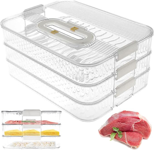 Deli Meat Container for Fridge, 3 Layer Meat Container for Refrigerator Organizers, Bacon Cheese Container for Refrigerator Deli Container Include Lid Food Boxes