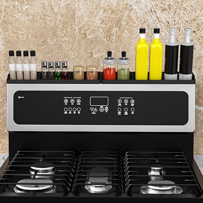30 Inch Silicone Stove Oven Top Shelf Magnetic for Kitchen Gadgets, Soft Flexible Strong Magnetic Heat Resistant Spice Rack Kitchen Organizer for Over Oven Stove