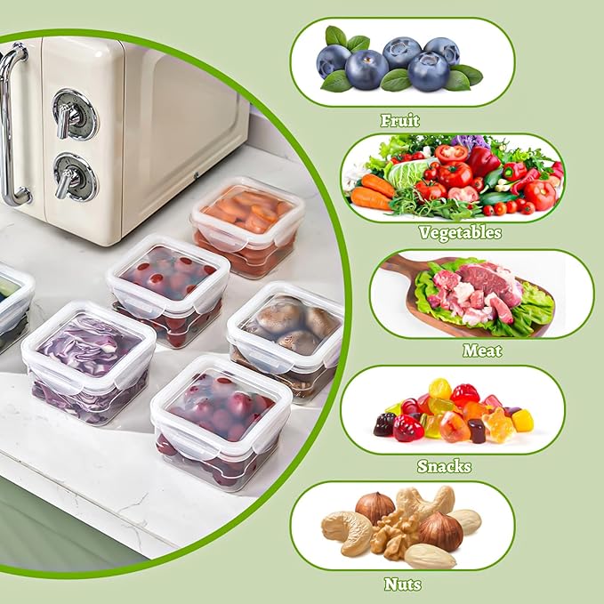 6 Pack Vegetable and Fruit Storage Containers for Fridge, Food Storage Containers with Silicone Lid, Refrigerator Vegetable Crisper Makes Food Stays Fresh Longer, BPA Free & Reusable