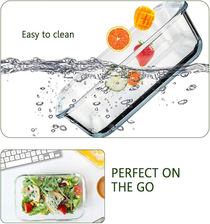 M MCIRCO [8-Pack,30 oz] Glass Meal Prep Containers,Glass Food Storage Containers,Airtight Glass lunch Containers with Lids - Microwave, Oven, Freezer and Dishwasher