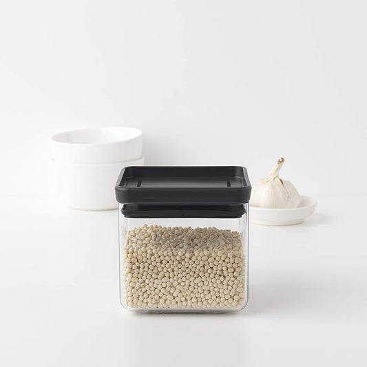 Brabantia Tasty+ Stackable Food Canister (Dark Gray / 0.18 Gal) BPA-Free Space-Saving Durable Jar with Silicone Seal Lid for Freshness