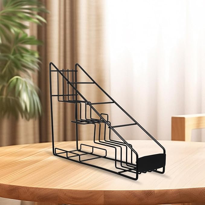 NUOBESTY Coffee Syrup Rack, Stainless Steel Spice Shelf Organizer Syrup Bottle Rack, Coffee Bar Organizer Holds 4 Bottles Kitchen Storage Organization, 16.92 X 12.59 X 3.93 Inches (Black)