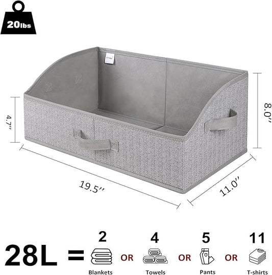 WUIKE Closet Organizers and Storage, Trapezoid Storage Bins, Fabric Closet Baskets with Handles, Clothing Bins for Shelves, Foldable Storage Baskets for Clothes, Herringbone Gray, Extra Large, 3-Pack