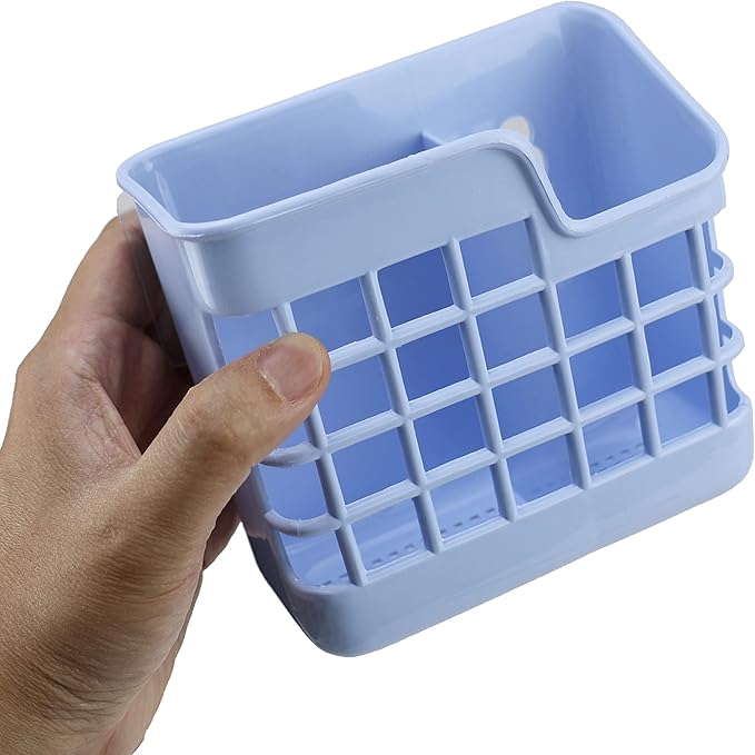 EIKS Plastic Utensil Holder Silverware Organizer Cutlery Drying Rack with Wall Mount Self Adhesive, Having 2 Divided Compartments - Total 2 Pack