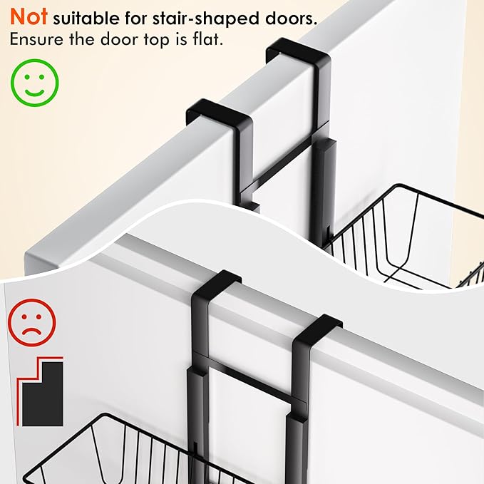 LUXEAR Over the Door Pantry Organizer, 6-Tier Adjustable Over the Door Hanging Spice Rack, No-Assembly Foldable Metal Over the Door Organizer for Kitchen, Home, Laundry Room, Bathroom