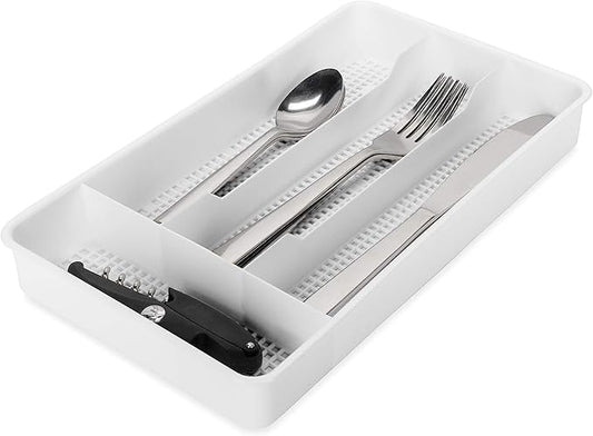 Camco 43508 Cutlery Tray - Designed for RV and Compact Kitchen Drawers - Easily Organize and Store Kitchen Flatware - White