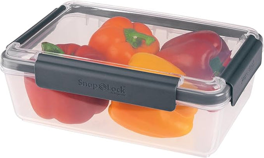 12-Cup Storage Container - Gray, SNL-1010GY Easy-To-Open, Leak-Proof Silicone Seal, Snap-Off Lid, Stackable, BPA FREE