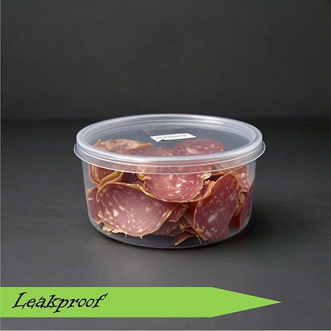 Mr Miracle Deli Containers with Lids - 48 Pack of 16 oz Clear Airtight Reusable Plastic Food and Multi-Purpose Containers - Microwave, Freezer, and Dishwasher Safe