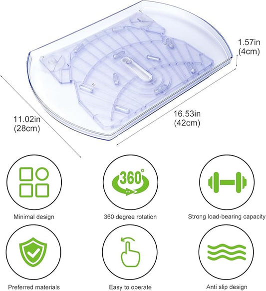 360° Rotation Lazy Susan Turntable for Refrigerator, 16.5" x 11" Square Lazy Susan Organizer for Fridge, Cabinet, Pantry, Bathroom Countertop Organizer Kitchen Storage Spice Rack