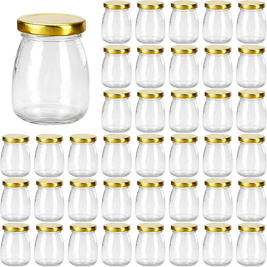 Small Glass Pudding / Yogurt Container With Airtight Lids,7oz Clear, For Milk,Jams,Jelly,Mousse,Fvaors,Spice, Food Storage Jars Sets 40Pack