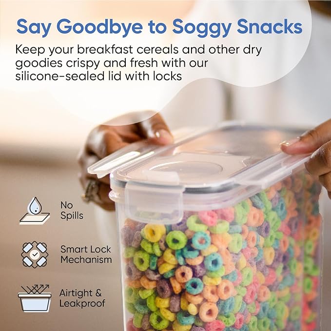 Cereal Containers Storage Set of 8 (101.4oz) - Premium Airtight Food Storage Containers for Kitchen Organization - Includes Labels, Spoon Set & Pen - Kitchen Containers best for Flour & Rice