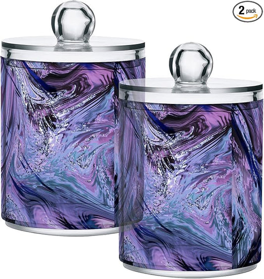 Marble Ripple 2PC Airtight Transparent Plastic Storage Jar Food Storage Container Plastic for Food Herbs Tea etc with Storage Lid easy to use and clean With lid Easy To Use