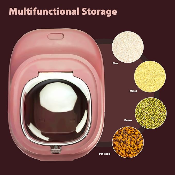 Large Rice Storage Container, 20lb to 50lb Collapsible Dry Food Storage Bins with Flip Lid and Rolling Wheel, Kitchen Organization Pantry to Store Cereal Flour, Dog Cat Food Storage Container
