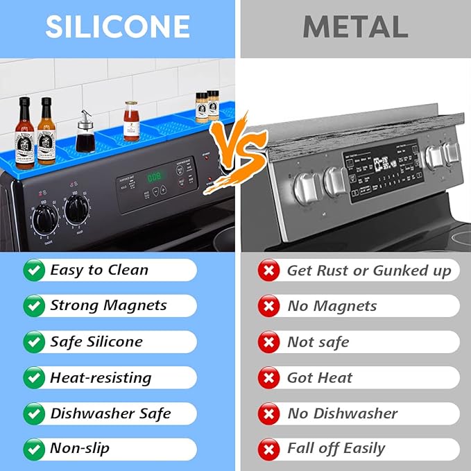 Stove Top for Silicone Shelf,30 Inch Magnetic Shelf Over the Stove Spice Rack,Kitchen Shelf for Above Stovetop Organizer Magnet Flat Back of Stove-Blue