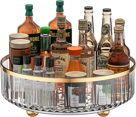 Clear Lazy Susan Pantry Organizers and Storage, 11” Turntable Organizer, 360 Rotating Storage Rack for Kitchen, Pantry, Cabinet, Dining Table, Fridge, Countertop, Vanity, Food Storage
