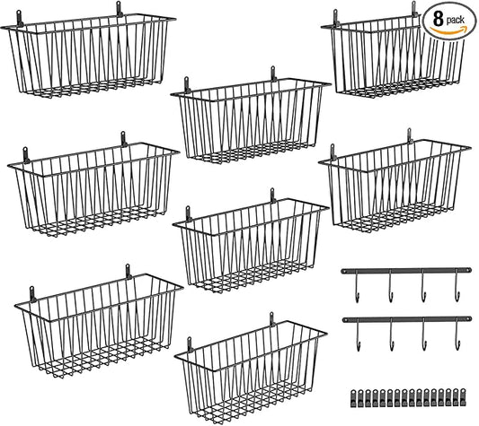 Simple Trending 8 Pack Spice Rack with 8 Hooks For Kitchen, Wall Mount Hanging Spice Organizer For Holds 192 Spice Jars,Bathroom or Pantry Door, Storage, Black