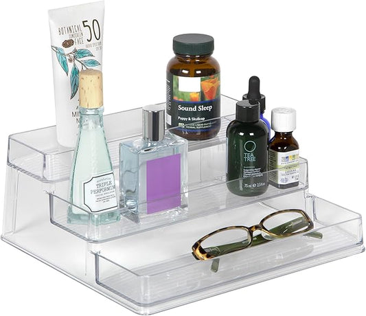 Richards 3 Tier Shelf Spice 10" x 4" x 9" Clear Plastic Rack for Cabinet-Eliminate Household Clutter-Organize Canned Food, Seasoning in Pantry