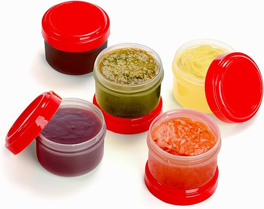 Elsjoy 30 Pack Condiment Container with Lid, 1.18 Oz Salad Dressing Container Cup To-Go Small Food Storage Container, Reusable Leak Proof Mini Sauce Cup Container for Lunch, Picnic, Fridge