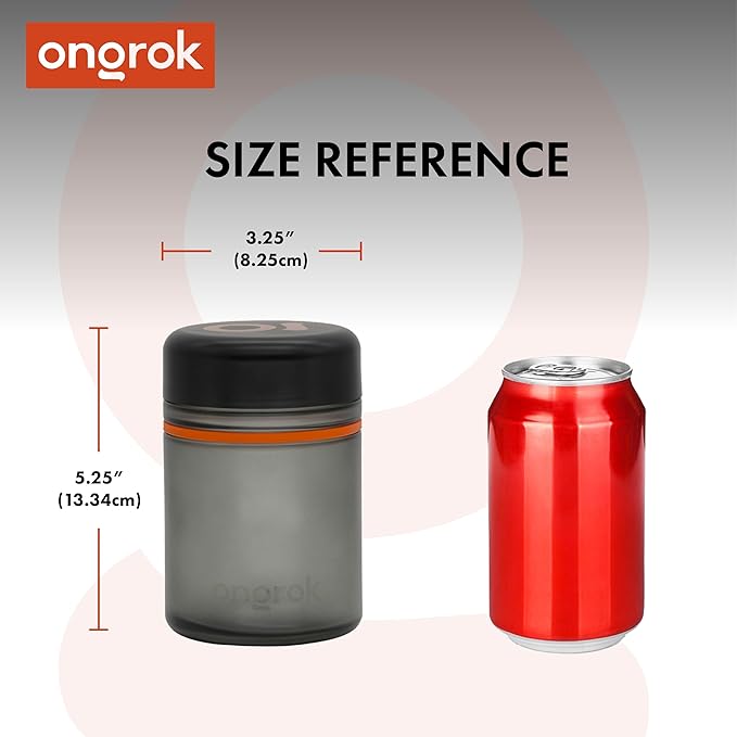 ONGROK Glass Storage Jar, 500ml, 2 Pack, UV Herb/Spice Jar with Child Resistant Lid, Color-Coded Glass Containers Air Proof to Preserve Smell and Aroma, Perfect Size to Store in a Drawer or Cupboard