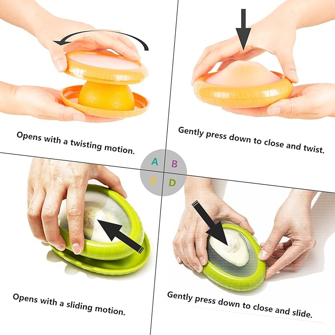 Avocado Saver & Onion Storage – 4-Pack Reusable Produce Containers for Fridge – Help Reduce Food Waste Keepers for Tomato, Garlic, Lemon, and Cut Fruits