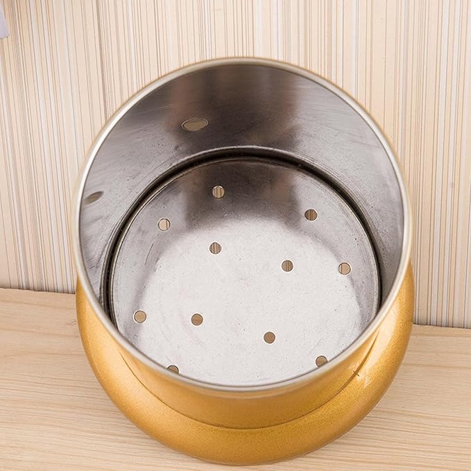 Kitchen Utensil Holder, Gold Stainless Steel Silverware Drainer Basket Cylinder Flatware Draining Organizer Drying Rack Straw Holder Silverware Caddy Organizer for Forks, Knives, Spoons, Chopsticks