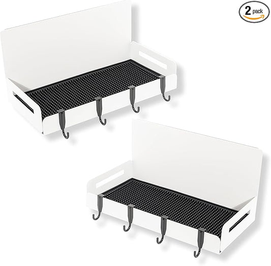 2-Pack Magnetic Spice Rack Refrigerator Shelves – Heavy-Duty 20-LB Capacity Kitchen Magnet Shelf For Side Of Fridges – Handy Laundry Washer & Dryer Storage – Garage Tool Shelf Organizer