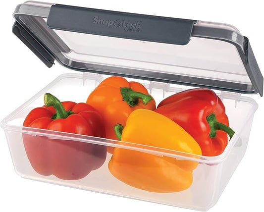 12-Cup Storage Container - Gray, SNL-1010GY Easy-To-Open, Leak-Proof Silicone Seal, Snap-Off Lid, Stackable, BPA FREE