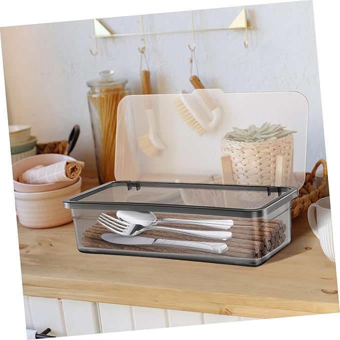 DOITOOL 3PCS Flatware Tray with Lid and Drainer, Tableware Utensil and Cutlery Drawer Organizer with Lid Covered Silverware Tray to Keeps Your Cutlery Organized and Protected