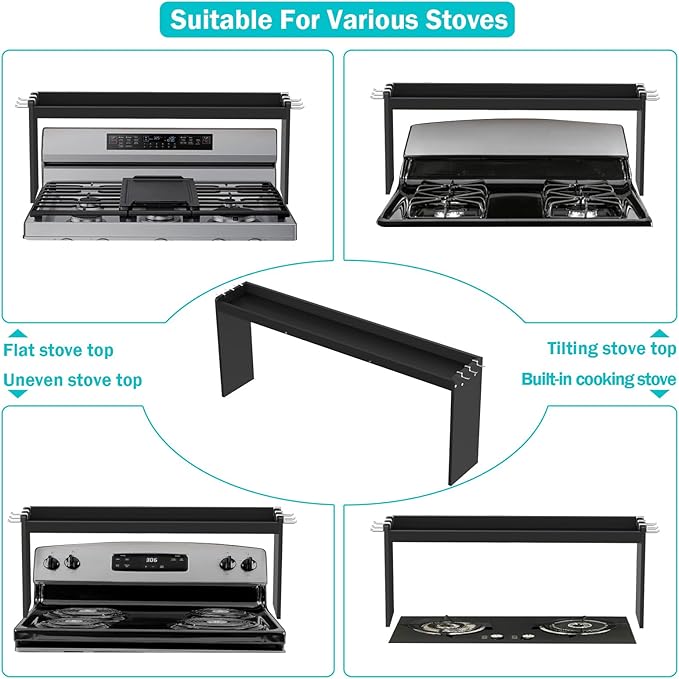 NKM 32.5inch bamboo spice rack,stove top shelf,over the stove shelf for back of stove,kitchen counter shelf for spice organization
