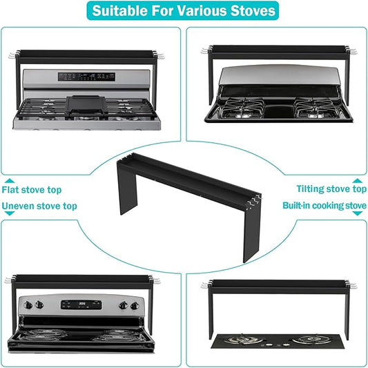 NKM 32.5inch bamboo spice rack,stove top shelf,over the stove shelf for back of stove,kitchen counter shelf for spice organization