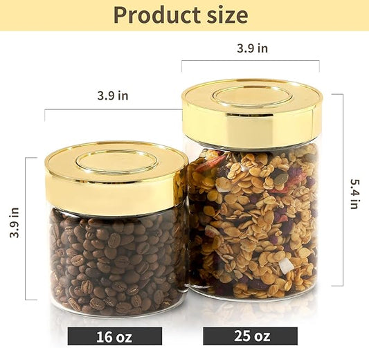 2-Pack Airtight Glass Food Storage Containers - Wide Mouth, One-Touch Locking Lids, Borosilicate Glass for Pantry, Spices, Snacks & Dry Food